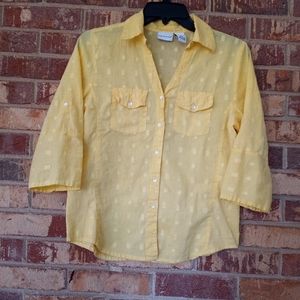 Kim Rogers Yellow 3/4 Length Sleeve Blouse Size SML
